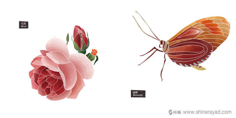 Rosehill 面膜包裝插畫設(shè)計(jì)-涼爽玫瑰蝴蝶插畫-上海化妝品包裝設(shè)計(jì)公司8 Rosehill 面膜包裝插畫設(shè)計(jì)-涼爽玫瑰蝴蝶插畫-上?;瘖y品包裝設(shè)計(jì)公司8