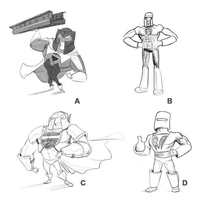 吉祥物設(shè)計草圖“機(jī)架裝甲人”-上海品牌策劃設(shè)計公司吉祥物設(shè)計教程
