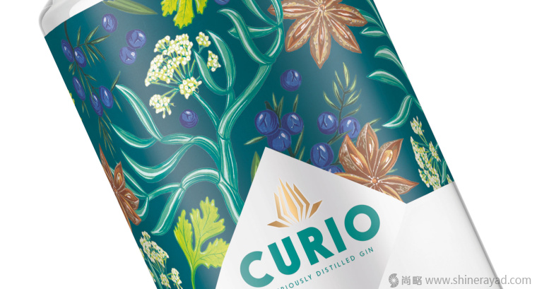 國(guó)外手繪植物花卉插畫(huà)風(fēng)格洋酒包裝設(shè)計(jì)-curio杜松子酒和伏特加酒包裝設(shè)計(jì)3