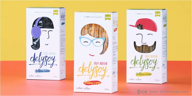 充滿俏皮風格的DELYSOY 面條面食包裝設計欣賞-上海食品包裝設計公司 充滿俏皮風格的DELYSOY 面條面食包裝設計欣賞-上海食品包裝設計公司