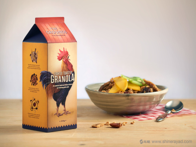 上海包裝設計公司收藏 THE GROUNDS GRANOLA 營養(yǎng)早餐燕麥麥片包裝設計“公雞打鳴篇”5