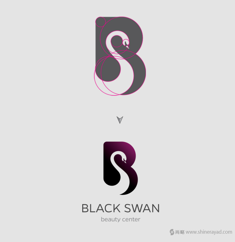 上海LOGO設(shè)計公司欣賞——黑天鵝美容中心美容店LOGO設(shè)計3