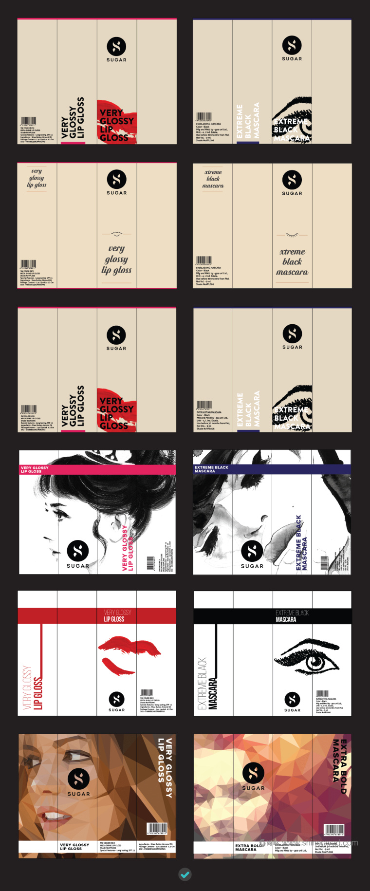 Sugar 品牌三角美女插畫三角美女插畫美容彩妝化妝品包裝設計-上海包裝設計公司15