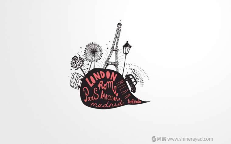 Travel Time 黑白插畫設(shè)計(jì)-上海品牌策劃設(shè)計(jì)公司1