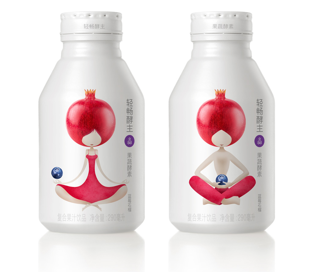 輕暢酵主酵素果汁飲料人物水果創(chuàng)意插畫包裝設(shè)計(jì)-上海包裝設(shè)計(jì)公司收藏賞析4