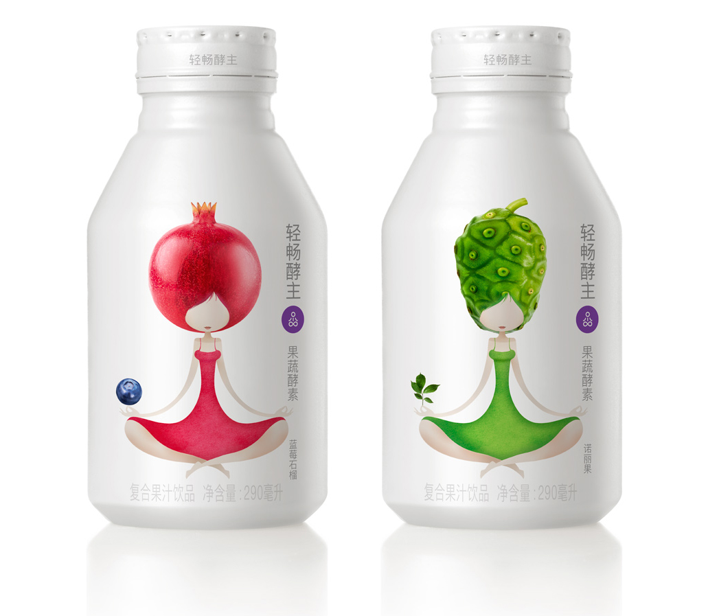 輕暢酵主酵素果汁飲料人物水果創(chuàng)意插畫包裝設(shè)計(jì)-上海包裝設(shè)計(jì)公司收藏賞析5