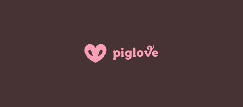 表達(dá)愛情愛心的心形logo設(shè)計-PIGLOVE