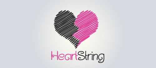 表達(dá)愛情愛心的心形logo設(shè)計-HEARTSTRING