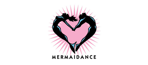 表達(dá)愛情愛心的心形logo設(shè)計-MERMAIDANCE 人+心