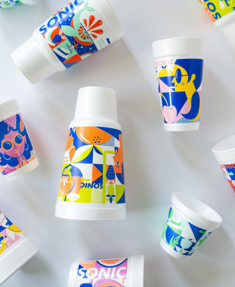 時(shí)尚餐飲品牌設(shè)計(jì)-Sonic外賣飲料杯餐飲盒子包裝設(shè)計(jì)，給您深深的夏日懷念