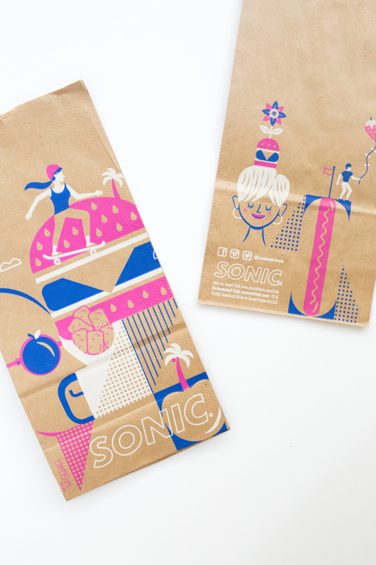 時(shí)尚餐飲品牌設(shè)計(jì)-Sonic外賣飲料杯餐飲盒子包裝設(shè)計(jì)，給您深深的夏日懷念