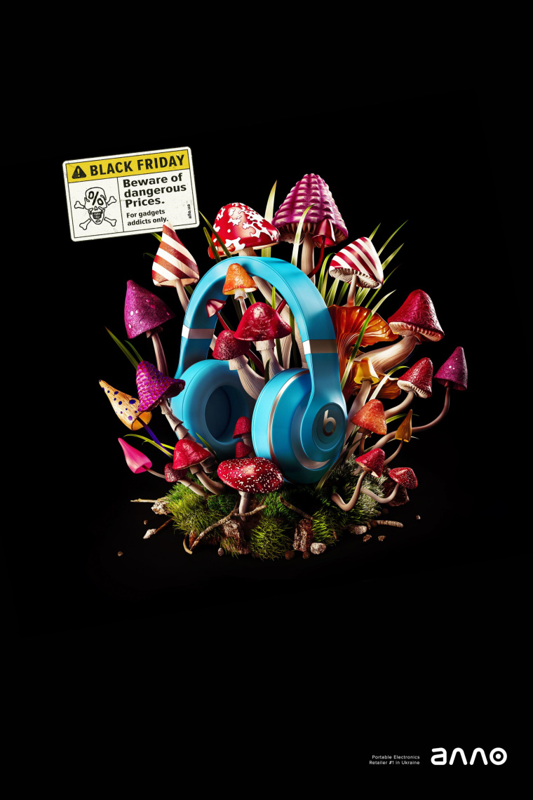 Allo及時(shí)通訊app“抑制黑色星期五購(gòu)物欲望”平面創(chuàng)意廣告設(shè)計(jì)欣賞-蘑菇