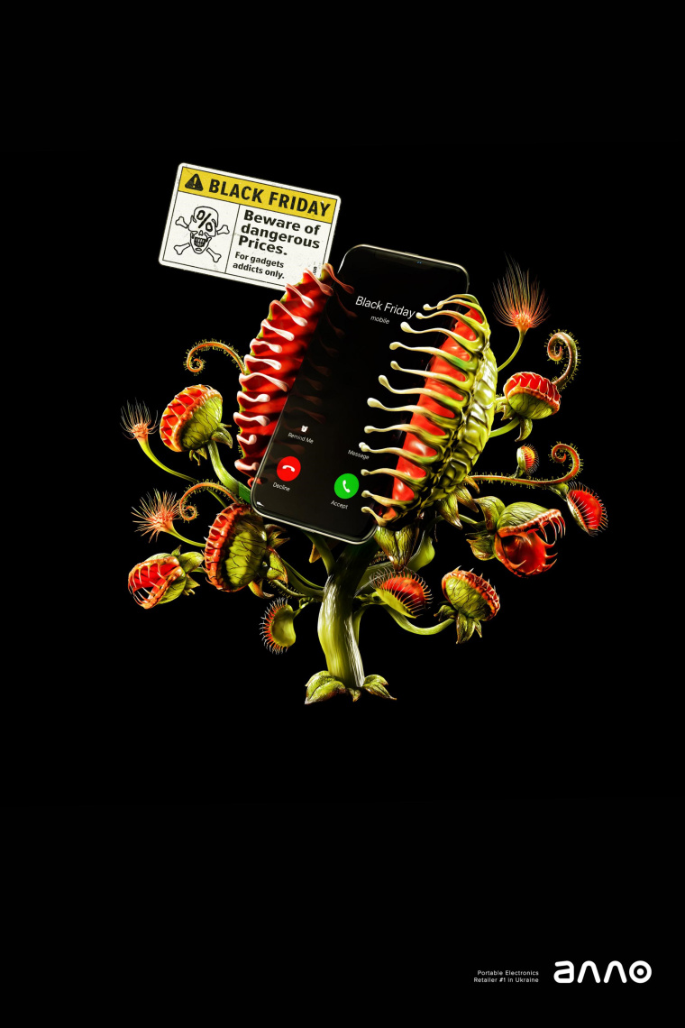 Allo及時(shí)通訊app“抑制黑色星期五購(gòu)物欲望”平面創(chuàng)意廣告設(shè)計(jì)作品欣賞-植物