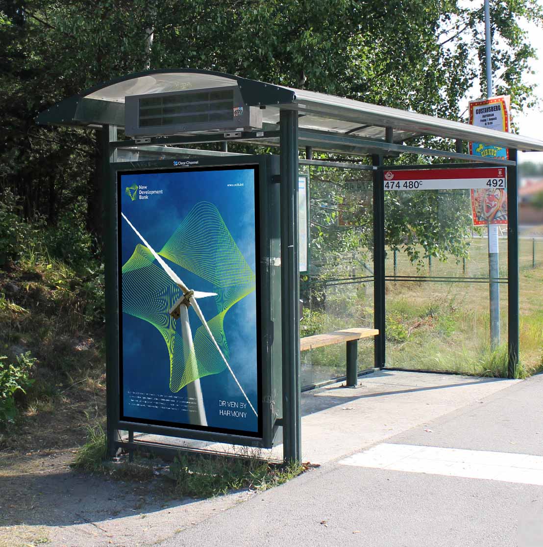 金磚國家新開發(fā)銀行標(biāo)識logo設(shè)計-可持續(xù)發(fā)展的動感線條logo-平面形象廣告