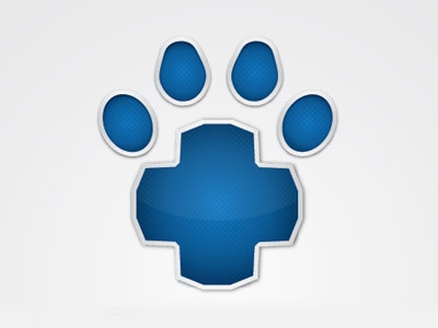 藍(lán)十字和爪子的獸醫(yī)標(biāo)志設(shè)計