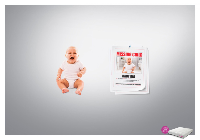 Sleepwell床墊平面廣告創(chuàng)意“愛你的睡眠-寶貝”篇賞析