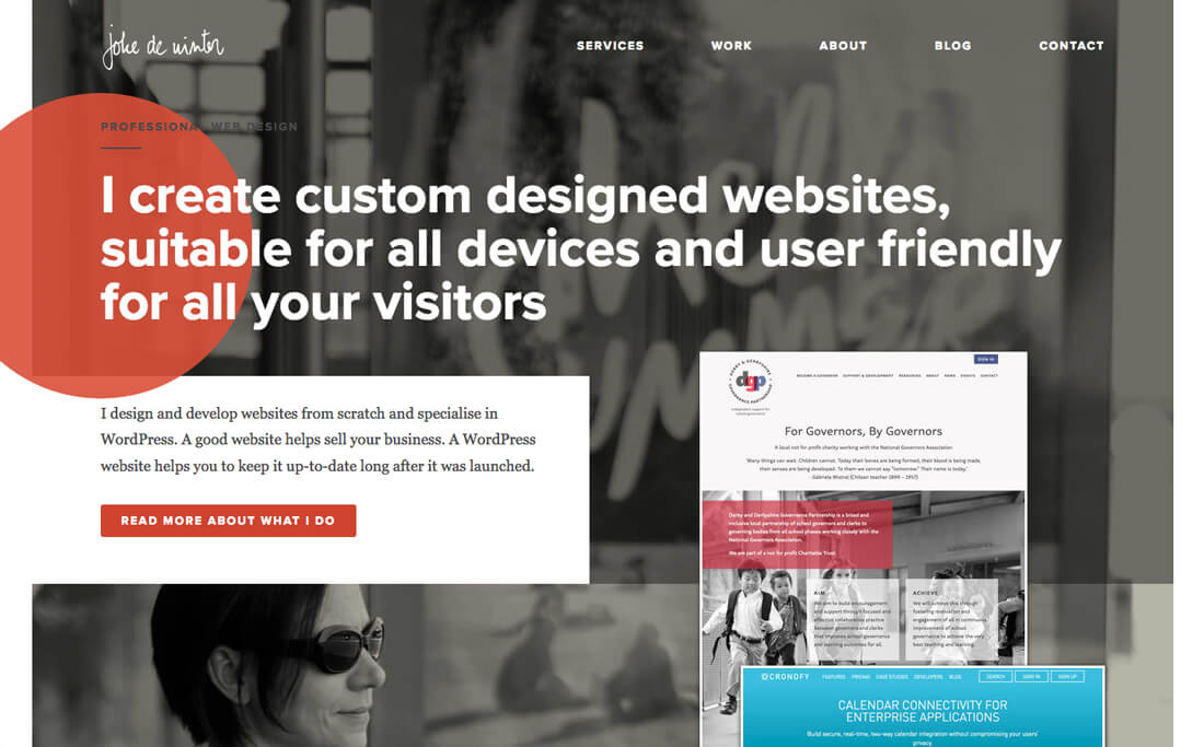 Joke de Winter網(wǎng)站設(shè)計(jì)-背景中使用模糊的黑白照片作為白色空間