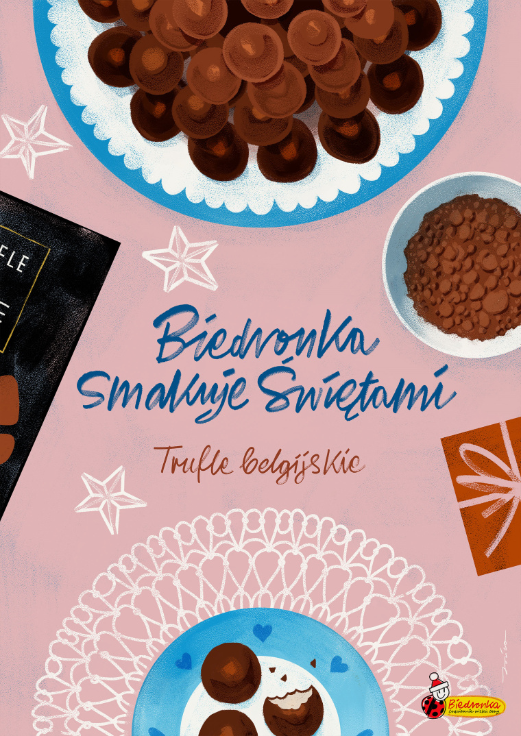 Biedronka超市慶祝圣誕節(jié)平面宣傳廣告創(chuàng)意“矢量手繪插畫”賞析-松露