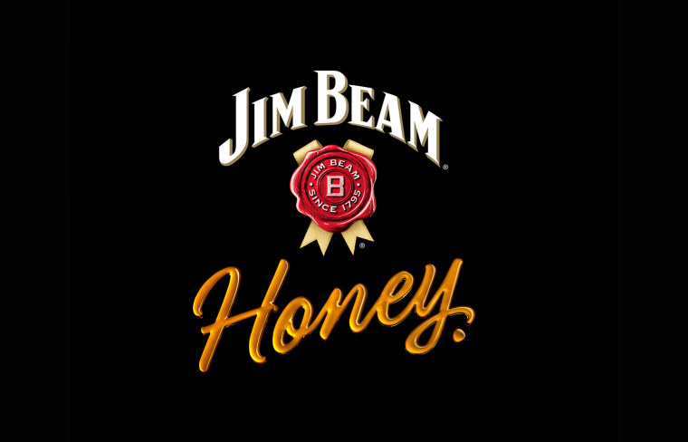 Jim Beam 蜂蜜金黃色徽標(biāo)logo設(shè)計(jì)-立體手寫字
