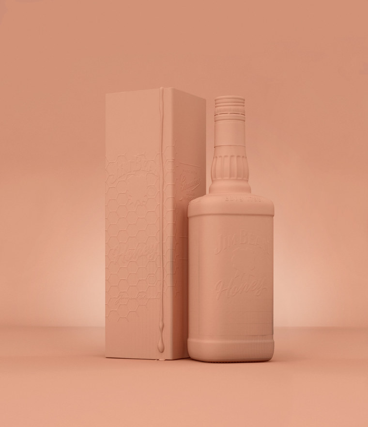 六邊形圖案 Jim Beam 蜂蜜包裝設(shè)計(jì)，極具食欲感