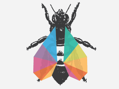 五顏六色翅膀的蜜蜂logo設(shè)計