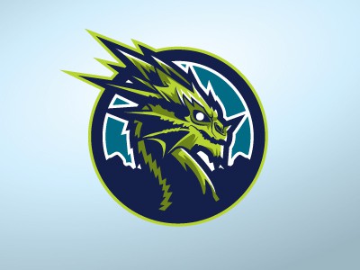 綠色兇猛的龍logo設計