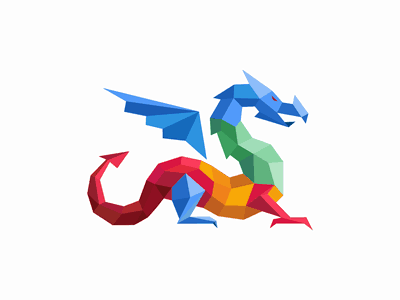 彩虹色的龍logo設計