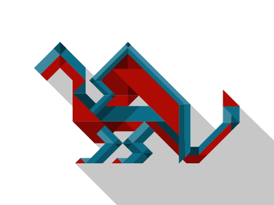 紅藍幾何風格龍logo設計