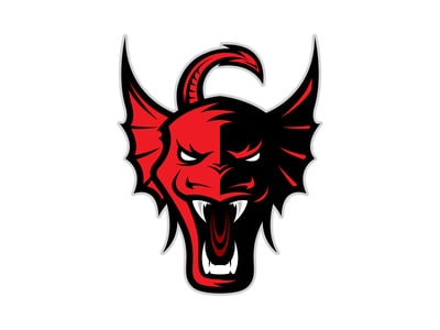 紅加黑色的龍頭logo設計