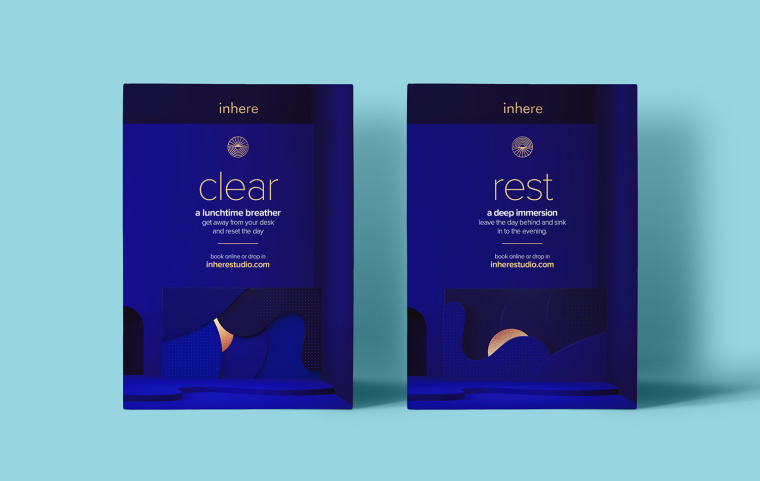 奢侈藍金藝術風格冥想工作室Inhere公司logo設計VI設計-上海logo設計VI設計公司