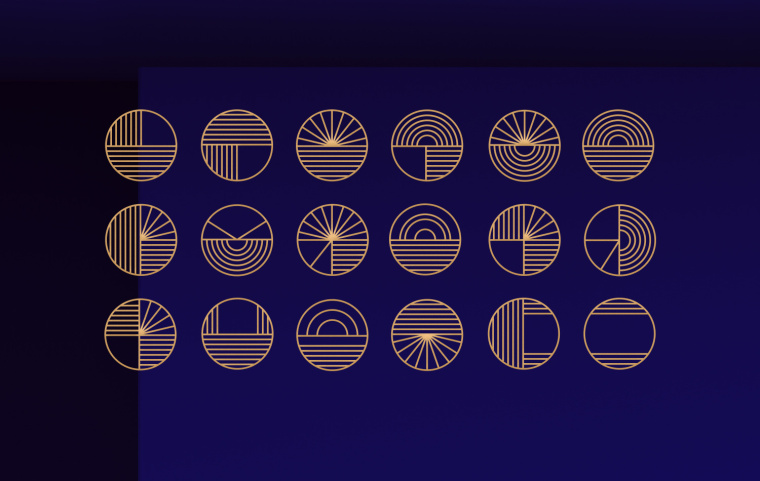 奢侈藍金風格冥想工作室Inhere公司logo設計VI設計-上海logo設計VI設計公司