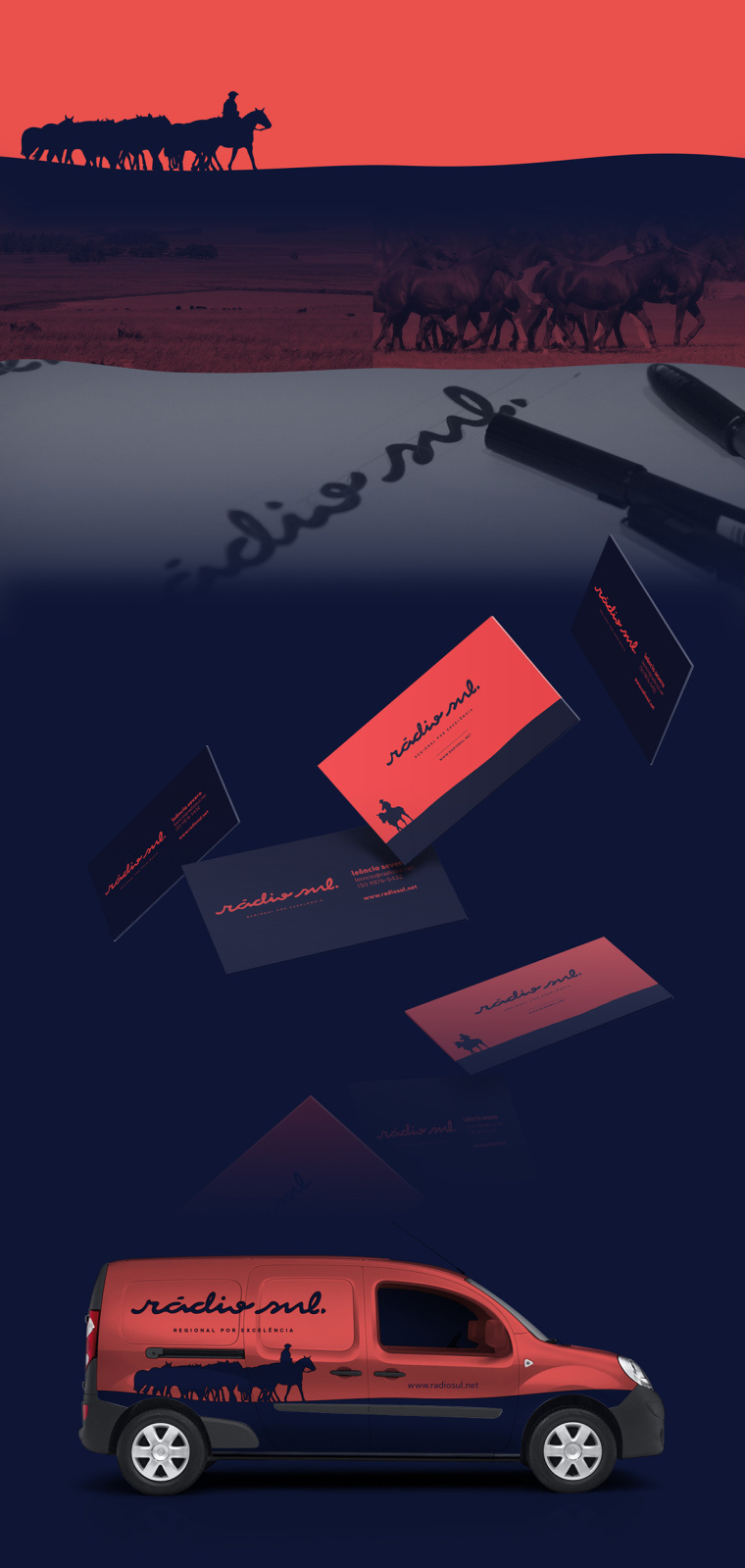 音樂廣播Rádio Sul品牌形象VI設(shè)計(jì)標(biāo)志設(shè)計(jì)，別有藝術(shù)韻味的鄉(xiāng)村風(fēng)情