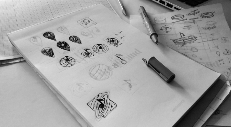 Tunearound 音樂APP品牌logo設(shè)計-圓形+聲波+音符 Tunearound 音樂APP品牌logo設(shè)計-圓形+聲波+音符