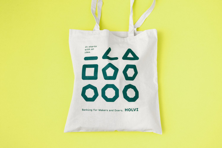銀行品牌Holvi視覺形象VI設(shè)計(jì)，被圓角軟化的多邊形創(chuàng)意