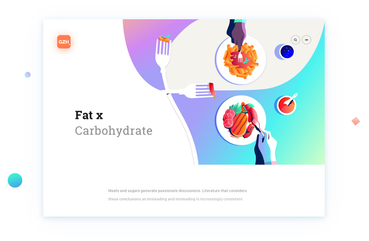 健康醫(yī)療CZN網(wǎng)站插圖式設(shè)計(jì)，空白與戲劇性的有機(jī)形狀相結(jié)合