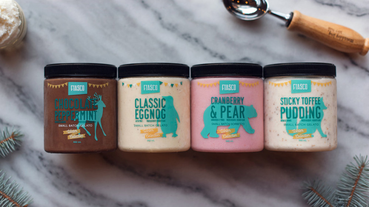 動(dòng)物圖案風(fēng) Fiasco 意式冰淇淋甜食冬季版包裝設(shè)計(jì)