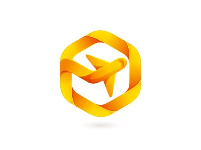 橙色六角飛機的logo設(shè)計