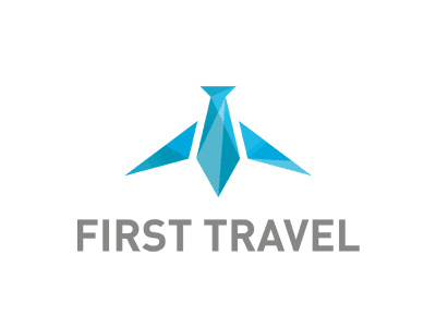 藍色幾何飛機的logo設(shè)計