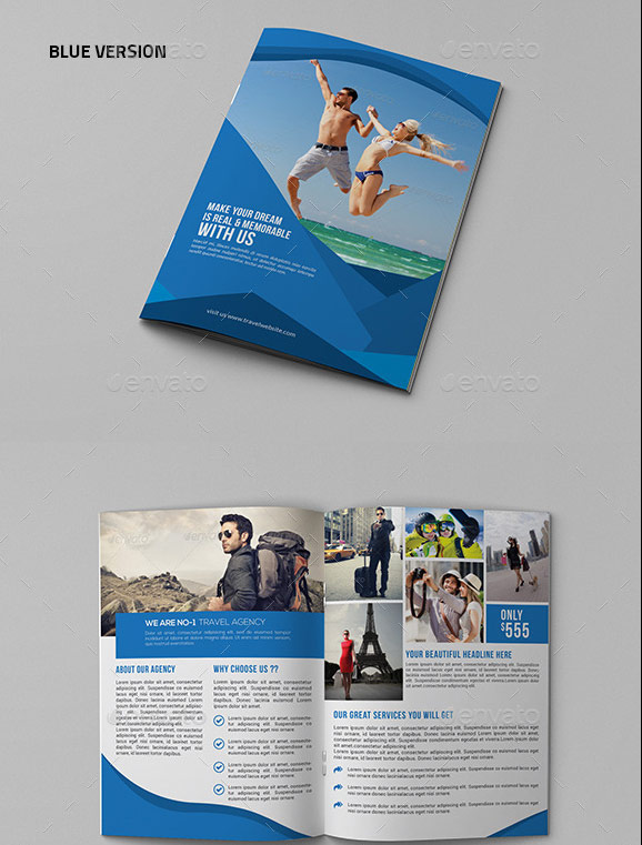 上海畫冊設(shè)計公司分享40+最佳旅游宣傳手冊設(shè)計模板-旅行社Bifold小冊子模板