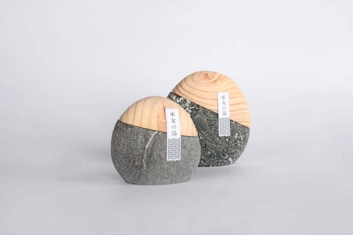 日式溫泉浴粉創(chuàng)意包裝設計造型設計——石材與木材的結合