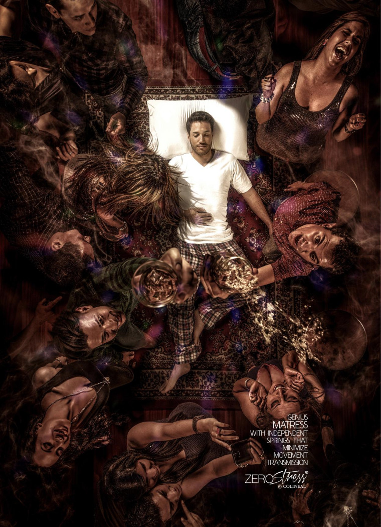 厄瓜多爾Genius Matress 床墊平面創(chuàng)意廣告-“狂歡安然入睡”篇-上海品牌策劃設(shè)計(jì)公司