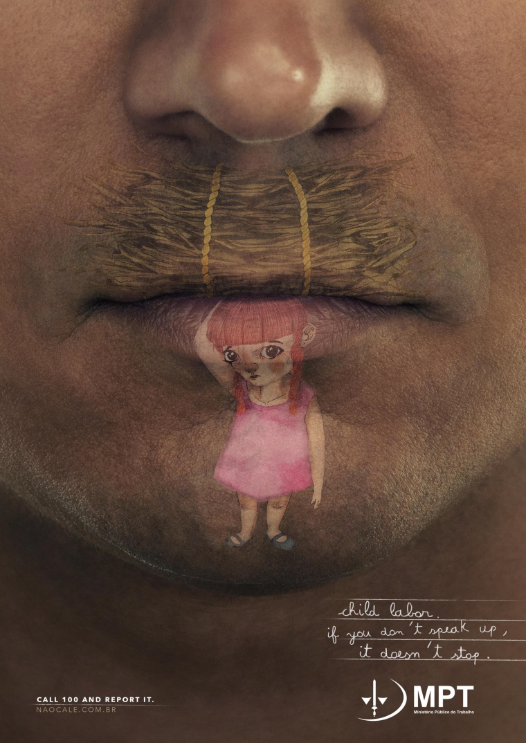 巴西反對(duì)使用童工平面創(chuàng)意廣告“嘴唇”篇-上海廣告設(shè)計(jì)公司 巴西反對(duì)使用童工平面創(chuàng)意廣告“嘴唇”篇-上海廣告設(shè)計(jì)公司