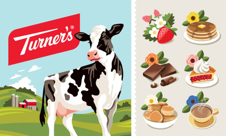 矢量插畫風格的Turner乳業(yè)農(nóng)場牛奶包裝設計-上海包裝設計公司 矢量插畫風格的Turner乳業(yè)農(nóng)場牛奶包裝設計-上海包裝設計公司