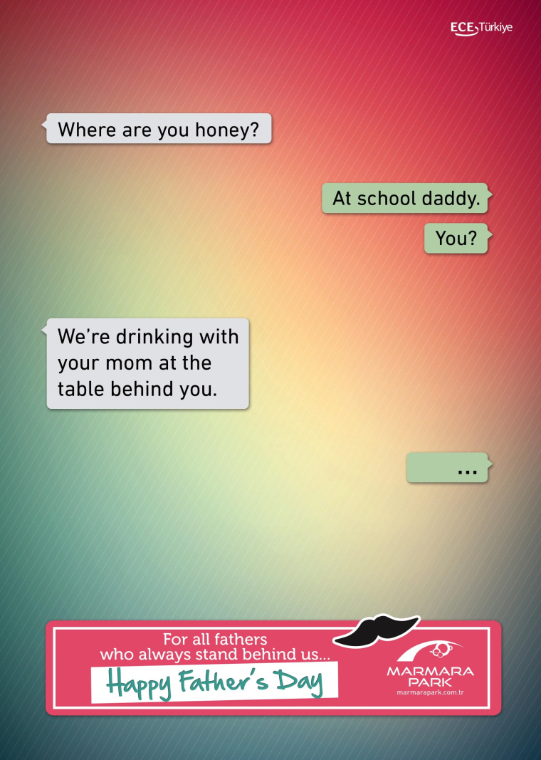 土耳其Marmara Park購物應(yīng)用程序父親節(jié)平面創(chuàng)意廣告聊天記錄“站在我們身后”篇--上海品牌策劃公司 土耳其Marmara Park購物應(yīng)用程序父親節(jié)平面創(chuàng)意廣告聊天記錄“站在我們身后”篇--上海品牌策劃公司