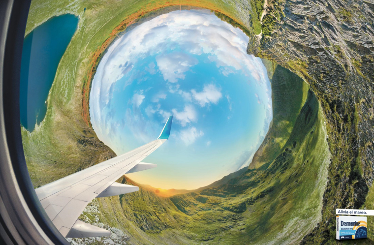 醫(yī)藥廣告欣賞：“漩渦-汽車”篇Dramamine暈車藥平面廣告創(chuàng)意--上海品牌設計公司