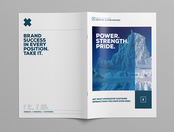 精英設計公司 Bifold 2色企業(yè)宣傳手冊設計模板-上海畫冊設計公司