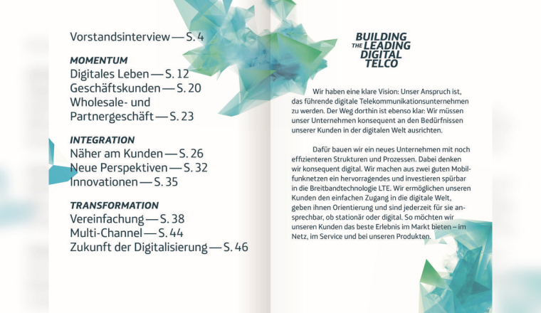 建設(shè)數(shù)字電信領(lǐng)先企業(yè)Telefonica德國年度報告宣傳畫冊設(shè)計-上海畫冊設(shè)計公司分享