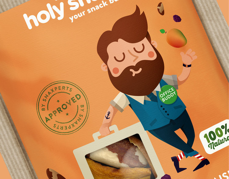 提升身體活力的holy 休閑零食小吃包裝設(shè)計人物插畫設(shè)計-上海品牌策劃包裝設(shè)計公司
