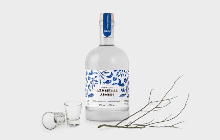 Asimenia白酒包裝藍(lán)色標(biāo)簽設(shè)計(jì)包裝插畫設(shè)計(jì)-上海包裝設(shè)計(jì)公司