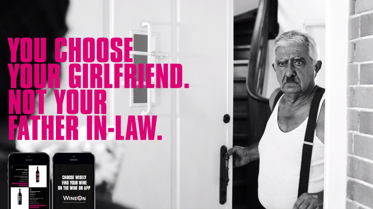 Wine On 葡萄酒網(wǎng)站平面廣告創(chuàng)意設(shè)計欣賞“尖叫文案-岳父”篇-上海廣告營銷創(chuàng)意策劃設(shè)計公司
